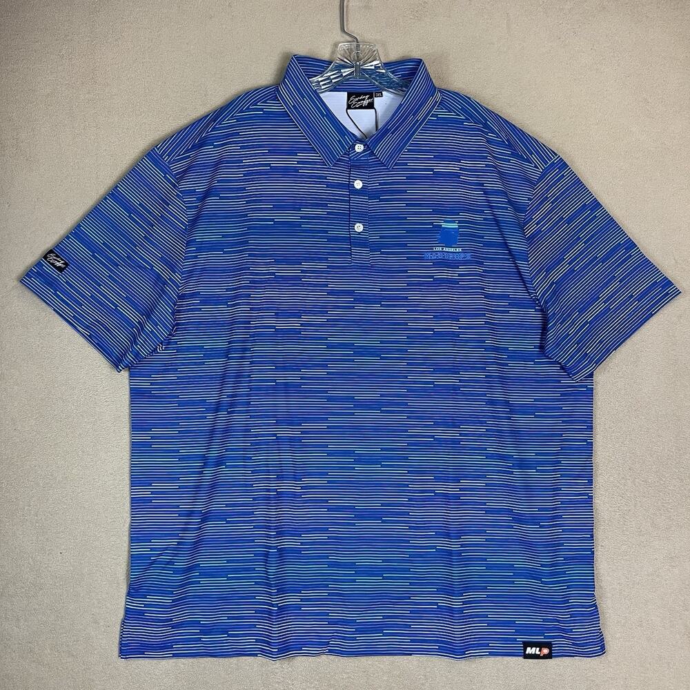 Sunday Swagger Polo Shirt Mens 3XL Blue Striped Golf Performance Short Sleeve